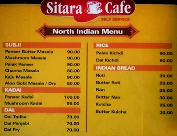 Sitara Cafe menu 