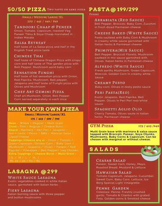 Pitza World menu 