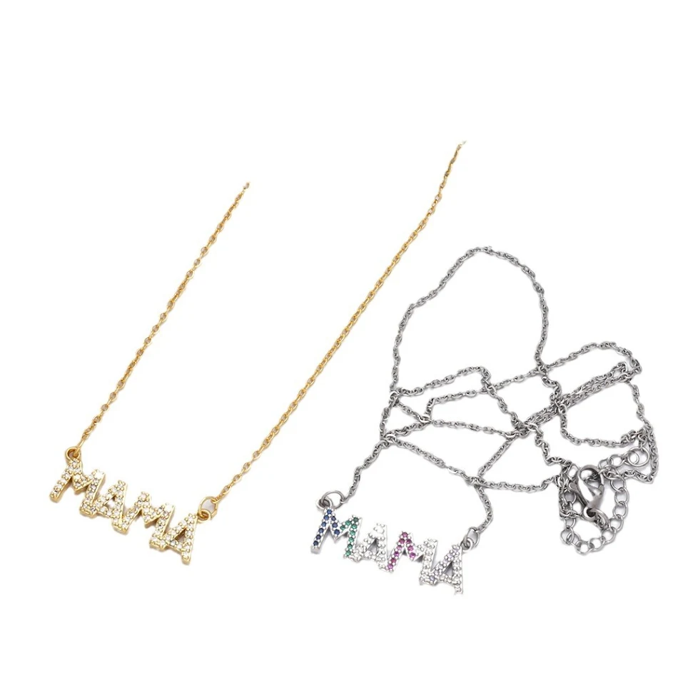 Collier lettre MAMA cristaux colorés Chaîne de clavicule Mode simple et élégante Cadeau idéal pour maman