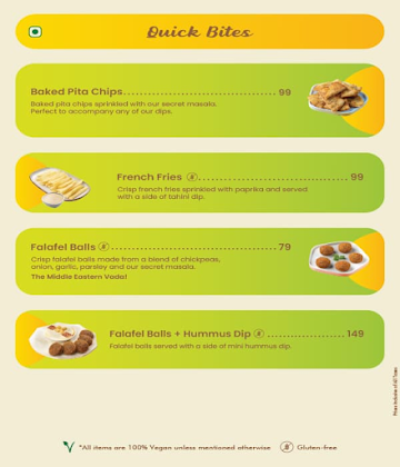 Habibi Falafel menu 