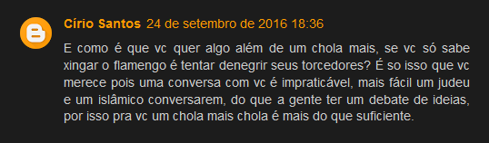 Comentário de flamenguista se enrolando