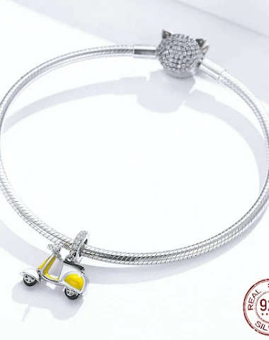 Yellow Battery Car Sterling Silver - 2