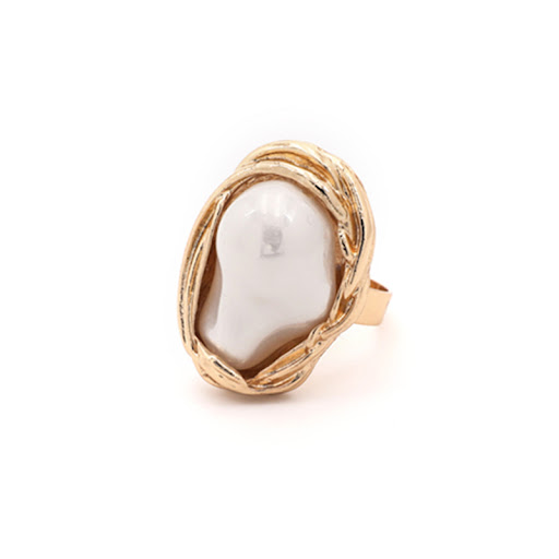Title 4, Bague coquillage perle dorée, élégance intempor...