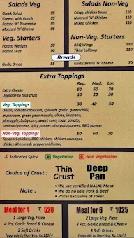 U. S. Pizza menu 1