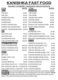 Kanishka Fast Food menu 1