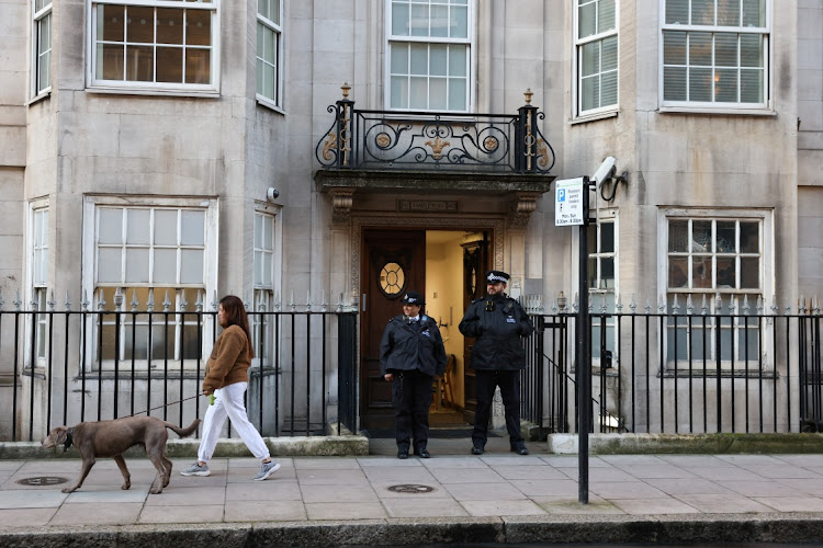 Police stand outside The London Clinic where Britain's King Charles is receiving treatment for an enlarged prostate, in London, Britain, January 26, 2024. Picture: HOLLIE ADAMS