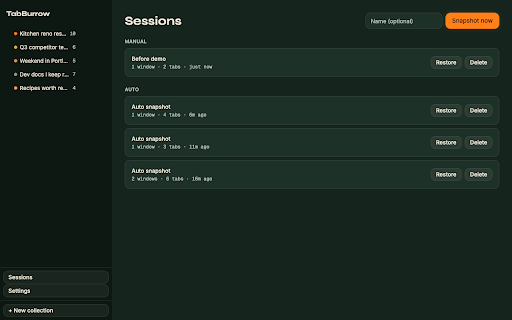TabBurrow: Tab & Bookmark Manager screenshot 4