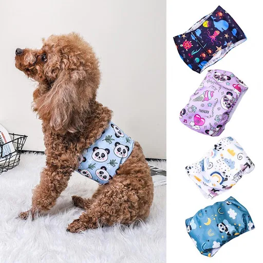 Adjustable Washable Pet Sanitary Pants Fastener Tape Absorbent Leak-Proof Male Dog Physiological Diaper Pet Supply