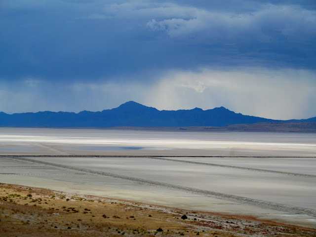 Newfoundland Mountains across the GSL mud flats