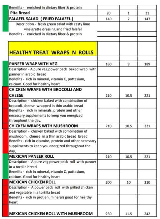 Mediterranean Twist menu 