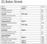 21 Baker Street menu 1