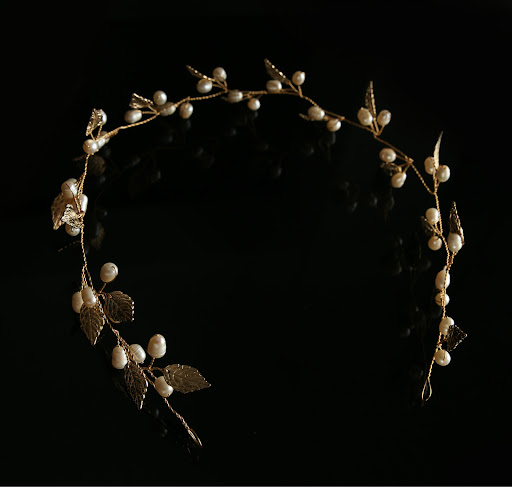 Title 1, Handmade pearl bridal hair band, an elegant wed...