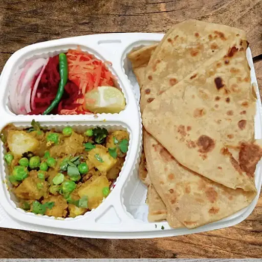 Plain Paratha With Aloo Matar Sabzi [2 Pcs]