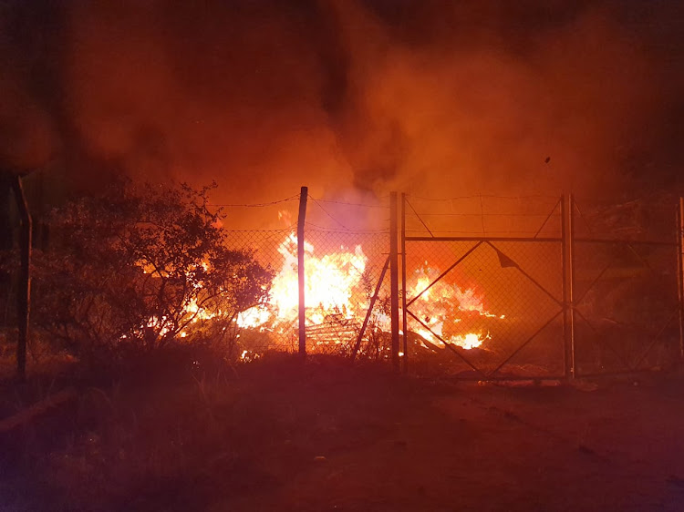 One of the three factories that were set alight in Mandeni on Thursday evening.