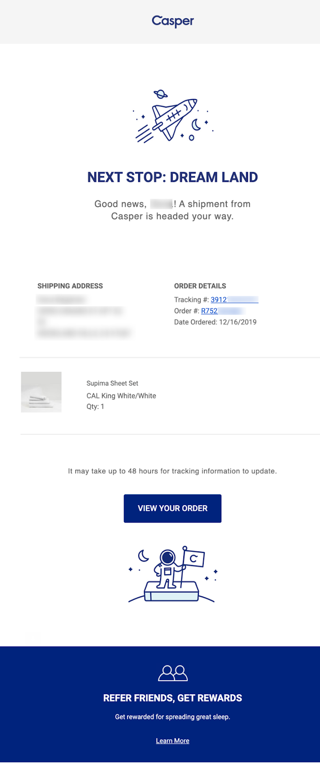 Casper order confirmation email