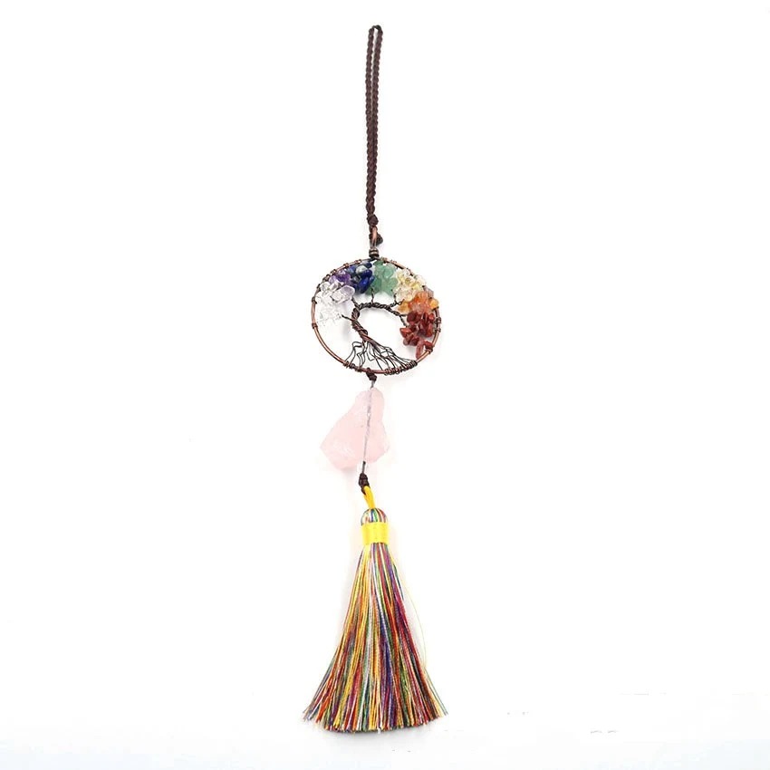 Pingente de cristal colorido natural para carro e janela, segurança e beleza. Decore e proteja seu veículo com estilo e cores vibrantes.
