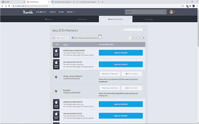 HumbleBundle Keys Clipboard chrome extension
