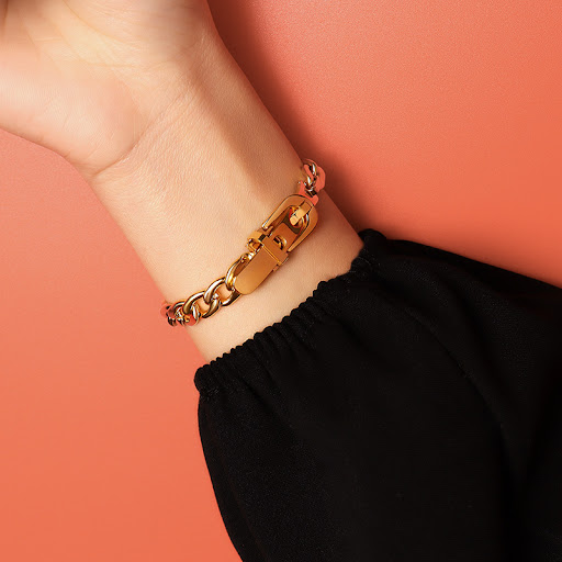 Title 6, Push Buckle Strap Bracelet Female Titanium Stee...