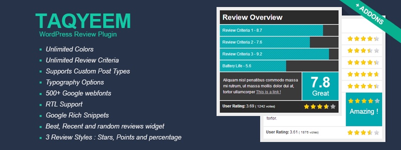 Classificações e comentários do Taqyeem WordPress