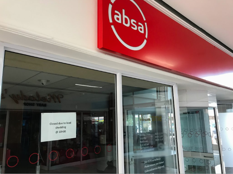 ABSA bank was closed during load shedding at 6th Ave shopping centre.
