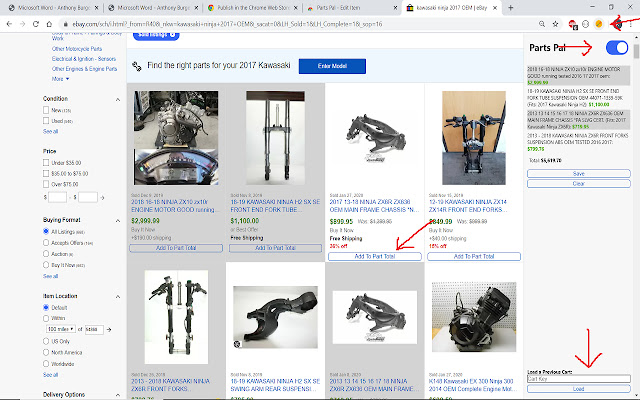 Parts Pal chrome extension