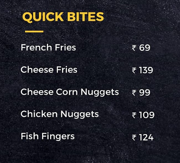 Burgerr Bundii menu 