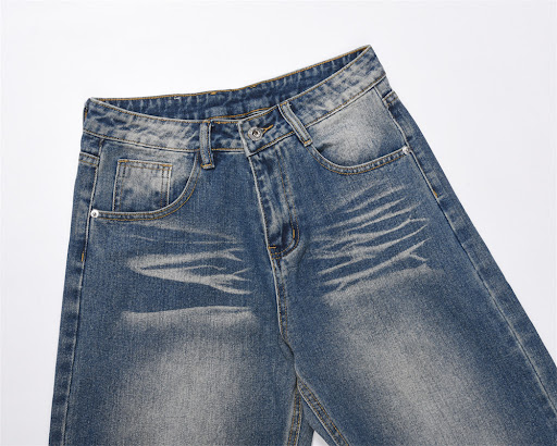 Title 5, Mens Washed White Pleated Straight Jeans — Sty...