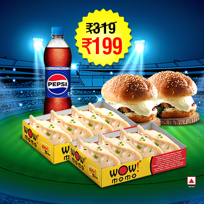 Chicken Himalayan Steam Momo 8Pc + Chicken Moburg 2Pc + 1 Pepsi 400ml