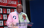 PSL chair Irvin Khoza attends a press conference at the PSL offices in Parktown on December 5 2021 where the draw for the DStv Compact Cup was conducted.