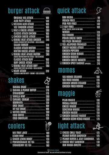 Snack Attack menu 