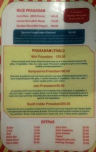 Prasadam menu 1