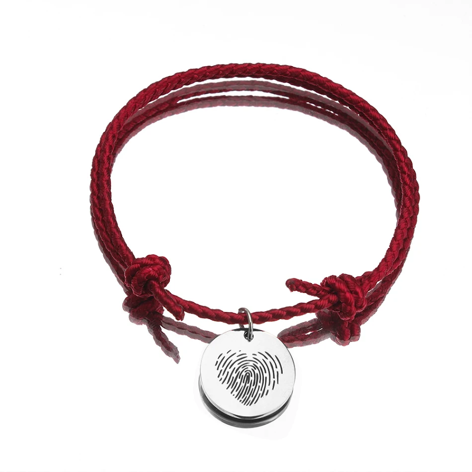 RVS vingerprint liefdeshanger schijf & gevlochten koppelarmband, een uniek cadeau voor eeuwigdurende liefde.