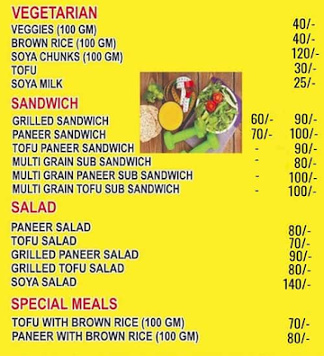 gym diet shiet cafe menu 