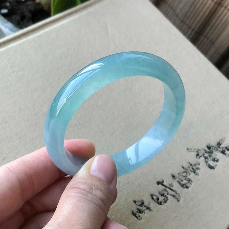 Title 4, Jade-Chalcedon-Armband Meeresblau Schmaler Scha...