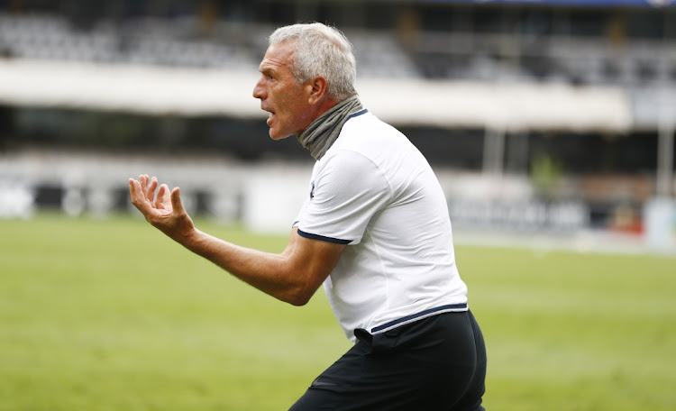 Ernst Middendorp (Head Coach) of Maritzburg Utd during the DStv Premiership match between AmaZulu FC and Maritzburg United at Jonsson Kings Park Stadium on January 17, 2021 in Durban, South Africa.