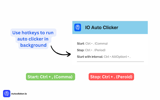 hotkeys clicker background Alt(Option) Start: (Comma) Stop: (Peroid) 