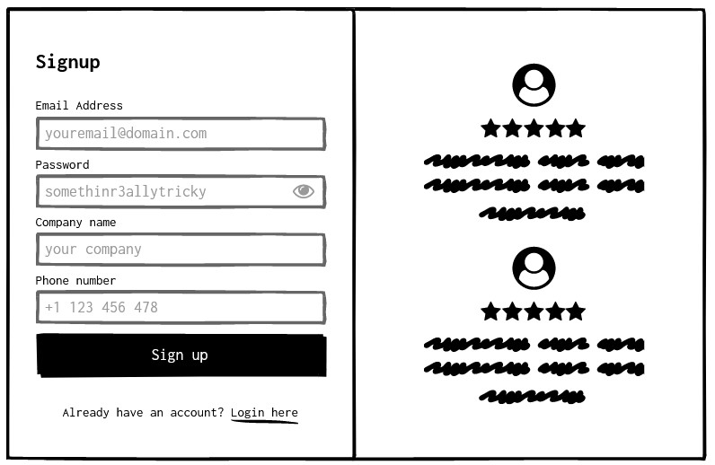 image showing an example of a signup form with social proof