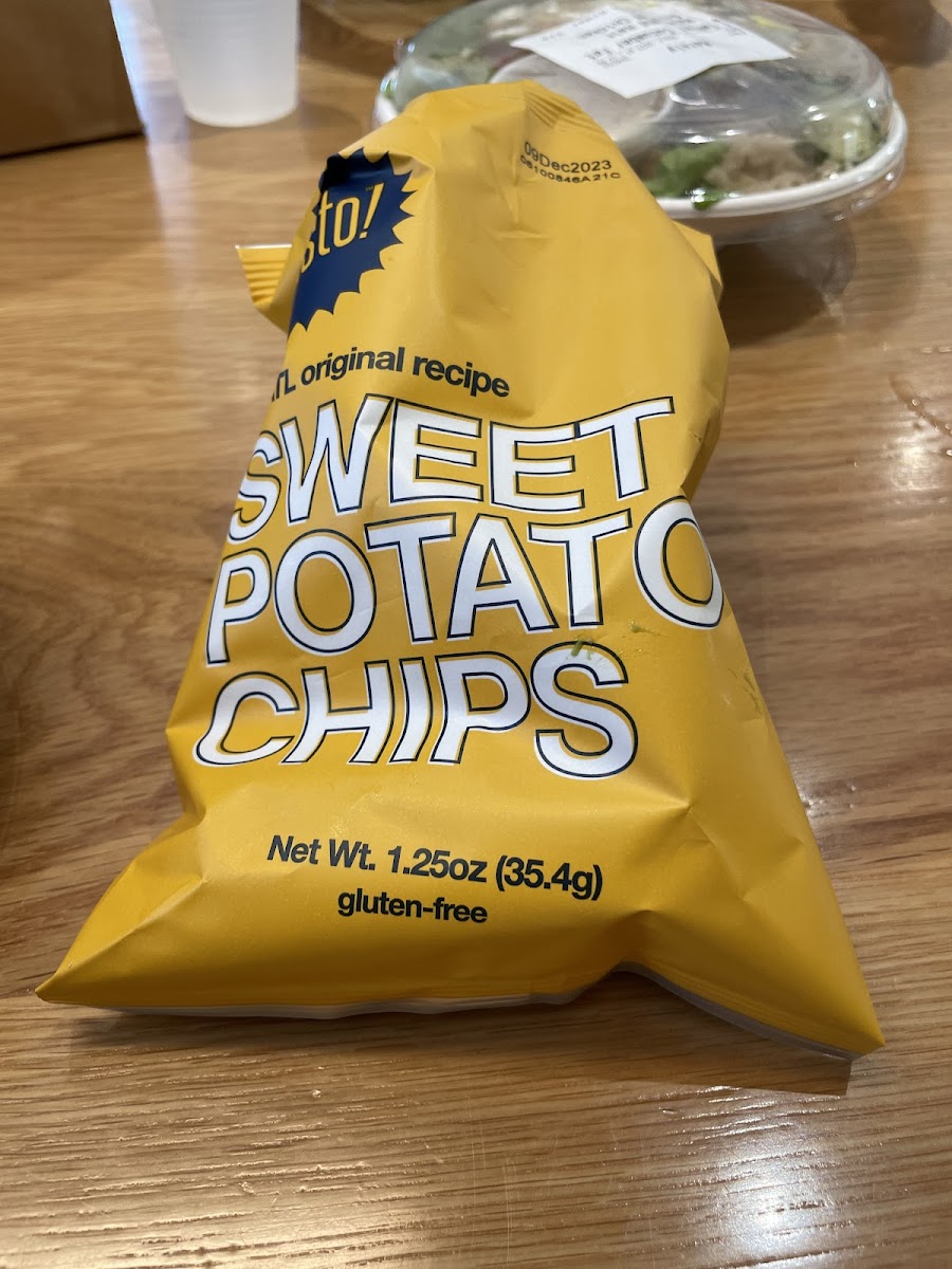 Gluten-Free Sweet Potato Chips Labeled GF