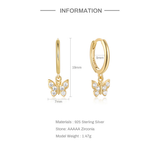 Title 1, Womens fashion butterfly shape jeweled earring...