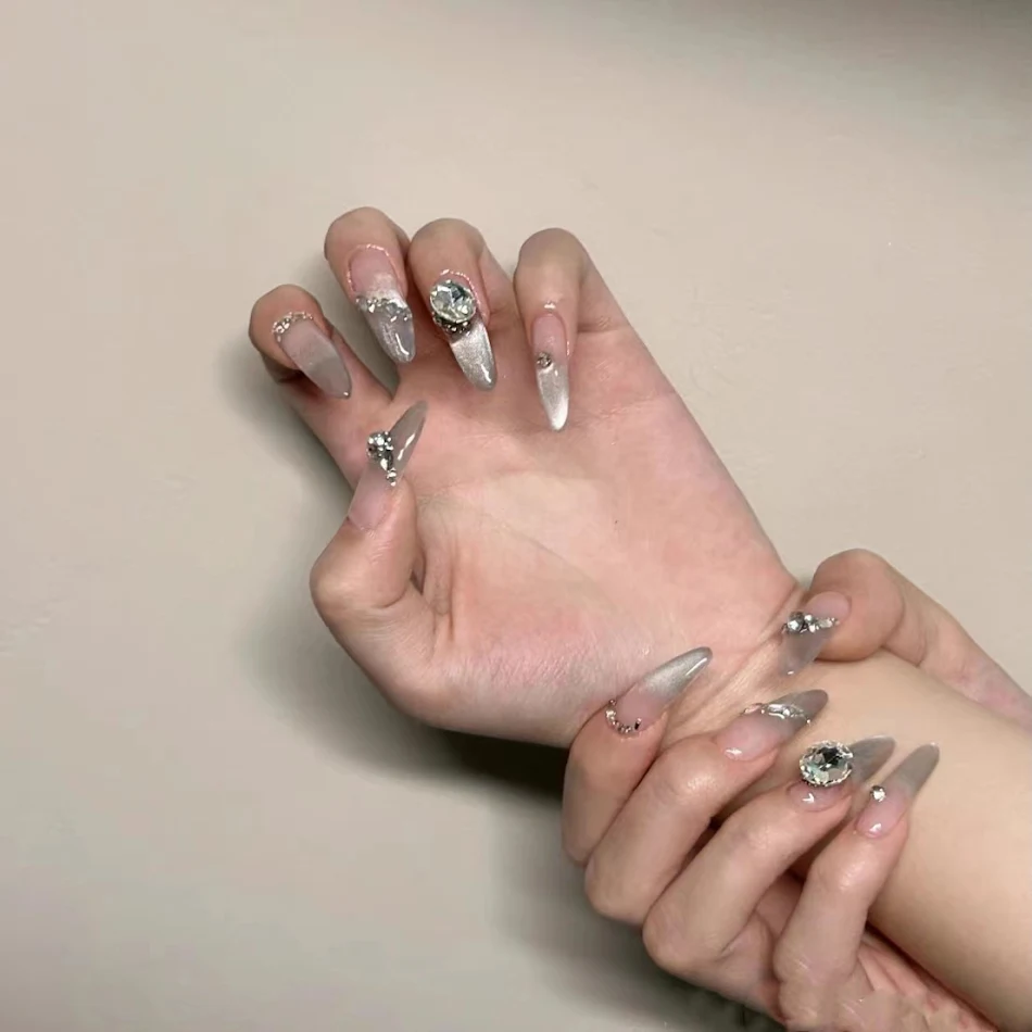 Manicure Removível Cristal Olho de Gato para Mãos, Aplicação Fácil e Retirada, Brilho Duradouro e Efeito Cat Eye Deslumbrante