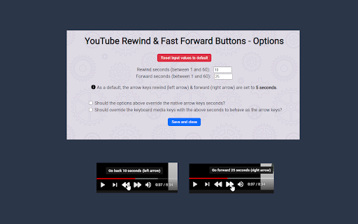 YouTube Rewind & Fast Forward Buttons