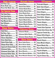 Shri Sai South Indian menu 1