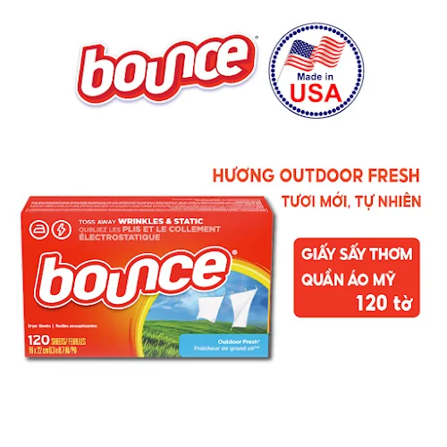 Giấy sấy Thơm Bounce SHEETS Outdoor Fresh 120 Tờ - Mỹ