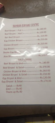 Rahman Biryani menu 1