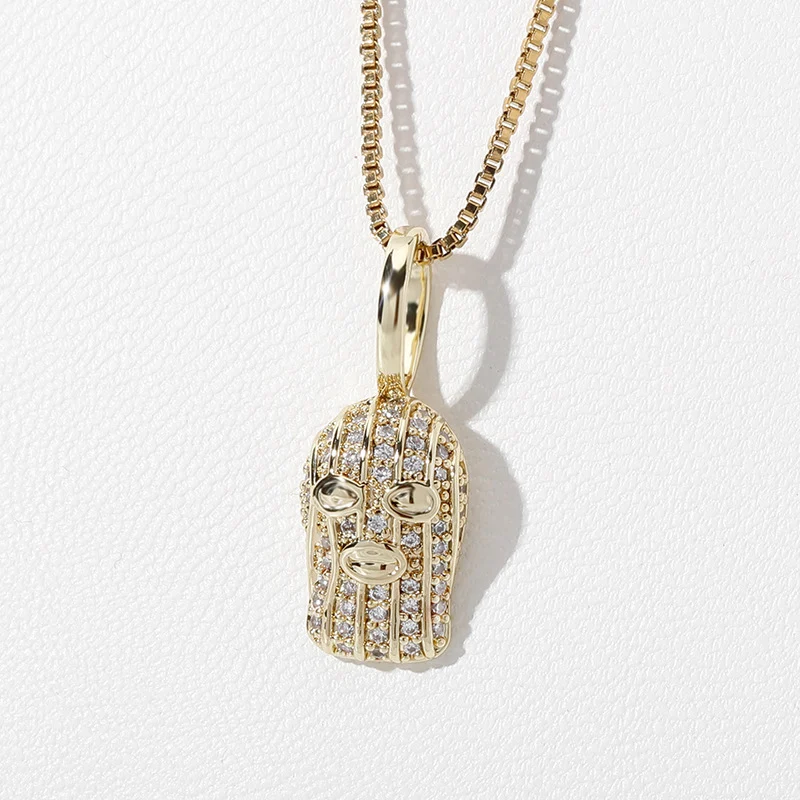 Collier pour femme en argent 925, pendentif Gini visage masqué, zircon, personnalité Hip Hop, pour femme.
