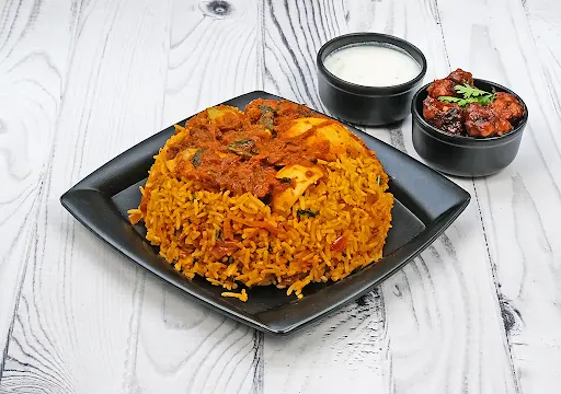 Egg Biryani With Gobi Manchurian Combo