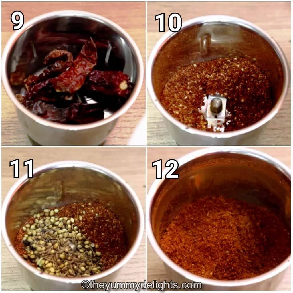 step by step image collage of making the Gavram chicken masala powder