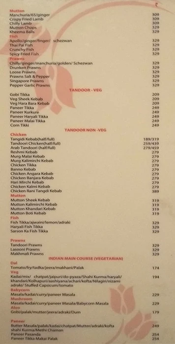 Hotel Tulips Grand menu 