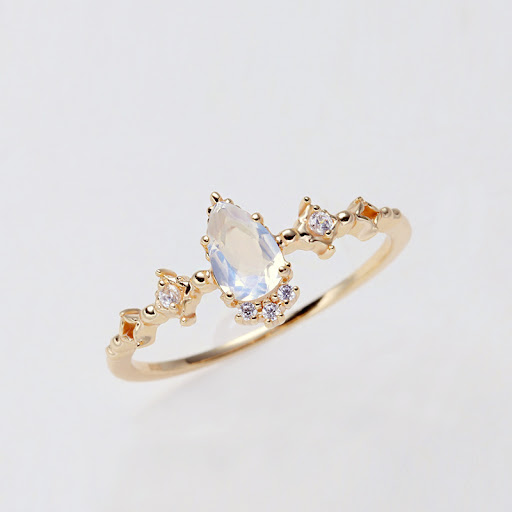 Title 1, S925 Gold Plated Moonstone Thin Ring for Women,...