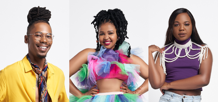 Three of the contestants in Mzansi Magic's 'Big Brother Mzansi: S’ya Mosha' season 4 (from left): Sabelo 'Papaghost' Ncube, Lerato Modise and Chuene 'Chuenzaa' Kaapu.